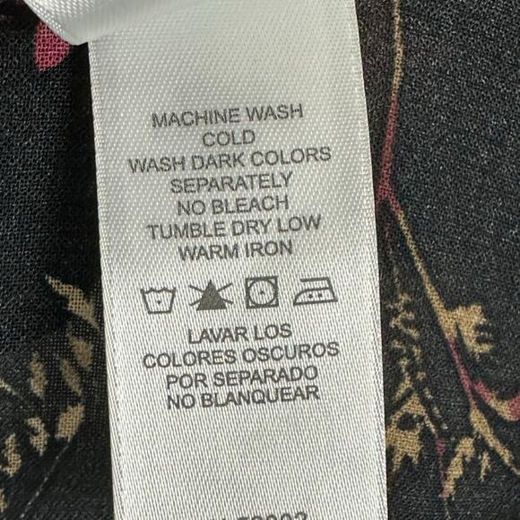 Womens Emma James Black Pink Floral Sheer Blouse 2 Pc w/ Tank 3/4 Sleeve Size 16 - Picture 9 of 9